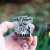 Fueled by other peoples drama badge reel, RN ID Holder, Retractable Acrylic Badge Reel, Nurse Gift, Night Shift, Office Badge Reel, Raccoon