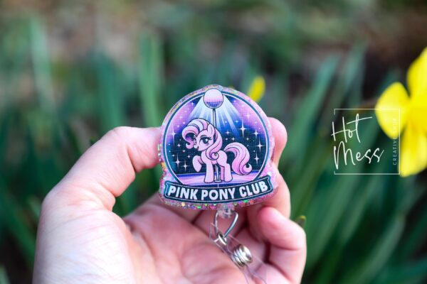 Pink Pony Club badge reel, RN ID Holder, Retractable Acrylic Badge Reel, Nurse Gift, Night Shift, Office Badge Reel