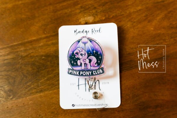 Pink Pony Club badge reel, RN ID Holder, Retractable Acrylic Badge Reel, Nurse Gift, Night Shift, Office Badge Reel