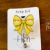 Softball Coquette bow Badge Reel, Badge ID, Stocking Stuffer, work lanyard, coquette Softball, Softball Mom, Mother's day Gift