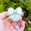 il_fullxfull.6732249610_r029 Volleyball Coquette bow Badge Reel, Badge ID, Stocking Stuffer, work lanyard, coquette Volleyball, Volleyball Mom, Mother's day Gift