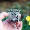 Fueled by other peoples drama badge reel, RN ID Holder, Retractable Acrylic Badge Reel, Nurse Gift, Night Shift, Office Badge Reel, Raccoon