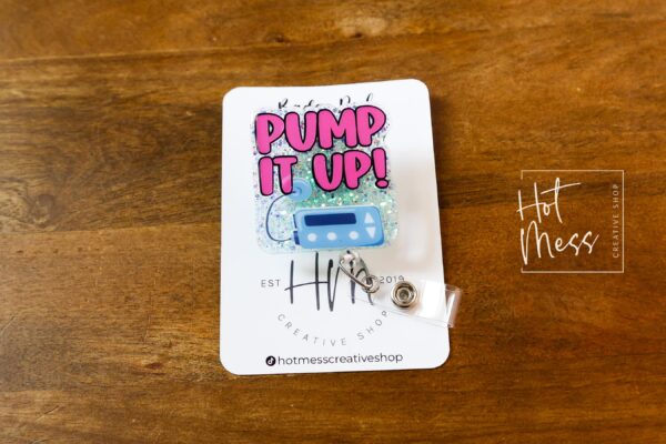 Pump it Up Badge Reel, Diabetes badge reel, Cute Badge Reel, Diabetes Pin, Retractable Badge Reel, Interchangeable Badge Reel