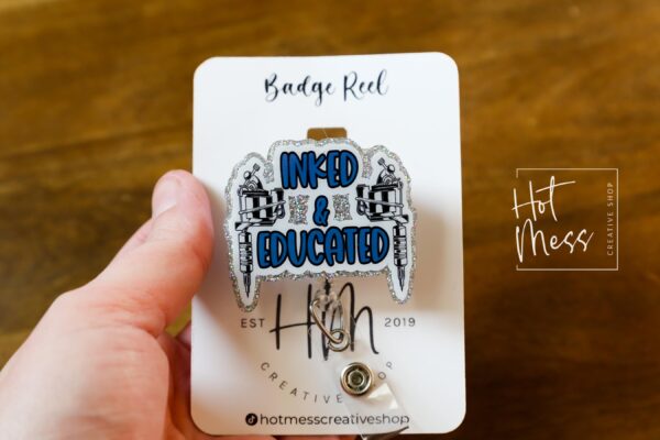 il_fullxfull.6746960384_qv7g Inked and Educated Badge Reel, Retractable Badge Reel, Interchangeable Badge Reel