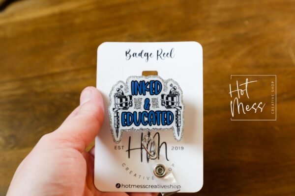 il_fullxfull.6746960386_cdyx Inked and Educated Badge Reel, Retractable Badge Reel, Interchangeable Badge Reel