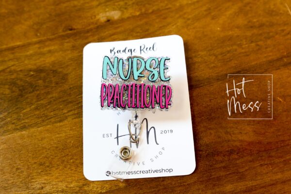 il_fullxfull.6783050378_q0l8 Nurse Practitioner Badge Reel, np badge reel, RN ID Holder, Retractable Acrylic Badge Reel, Nurse Gift, Boo Boo Crew