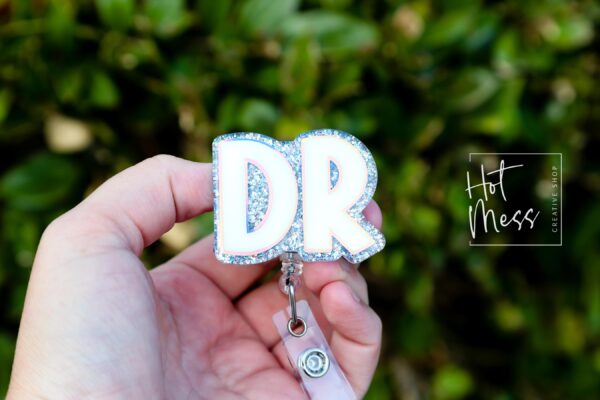 il_fullxfull.6783167456_g5xy Doctor Badge Reel, DR ID Holder, Retractable Acrylic Badge Reel, Funny Badge Reel, Glitter id holder,