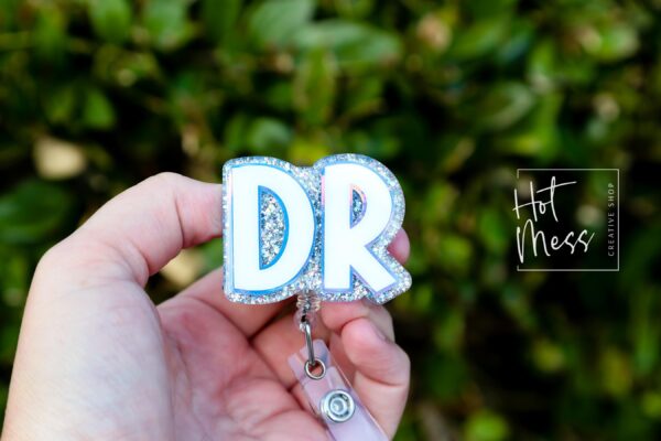 il_fullxfull.6783167458_yo4j Doctor Badge Reel, DR ID Holder, Retractable Acrylic Badge Reel, Funny Badge Reel, Glitter id holder,