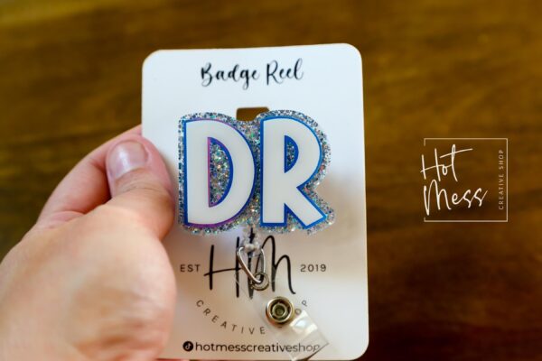 il_fullxfull.6783167462_h6xw Doctor Badge Reel, DR ID Holder, Retractable Acrylic Badge Reel, Funny Badge Reel, Glitter id holder,
