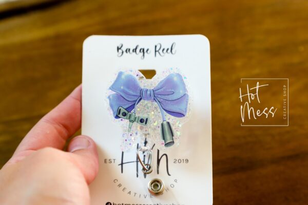 Purple Phlebotomy Bow Badge Reel, Badge ID, Stocking Stuffer, work lanyard, coquette nurse, Custom Badge Reel