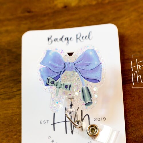 Purple Phlebotomy Bow Badge Reel, Badge ID, Stocking Stuffer, work lanyard, coquette nurse, Custom Badge Reel