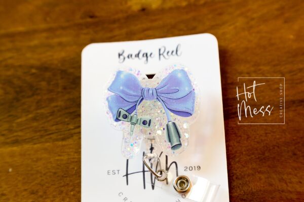 Purple Phlebotomy Bow Badge Reel, Badge ID, Stocking Stuffer, work lanyard, coquette nurse, Custom Badge Reel