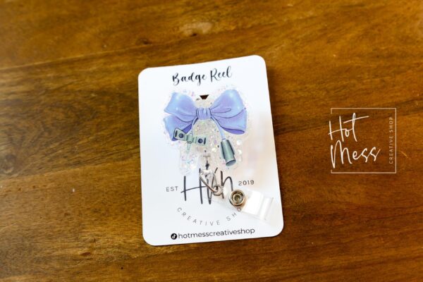 Purple Phlebotomy Bow Badge Reel, Badge ID, Stocking Stuffer, work lanyard, coquette nurse, Custom Badge Reel