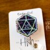 Purple D20 Badge Reel, D&D gift, Retractable ID Holder, Interchangeable, Glitter Badge Reel