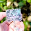 Clinical Specialist Badge Reel, RN ID Holder, Retractable Acrylic Badge Reel, Nurse Gift, Night Shift