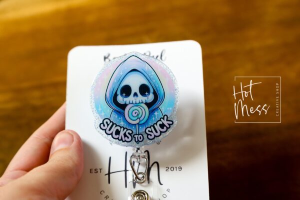 Sucks to Suck Funny Badge Reel, Retractable Badge Reel, Interchangeable Badge Reel, Stocking Stuffer, everything sucks