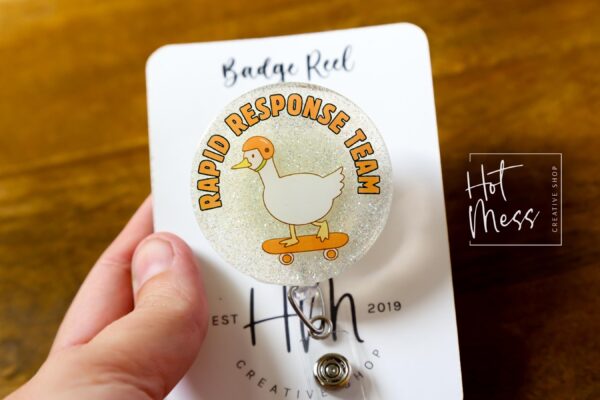 Rapid Response Team, Silly Goose badge reel, Interchangeable Badge Reel, Cute badge Reel, Teacher ID Holder, animal badge reel, Badge Holder
