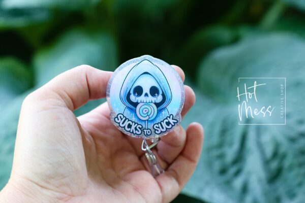 Sucks to Suck Funny Badge Reel, Retractable Badge Reel, Interchangeable Badge Reel, Stocking Stuffer, everything sucks