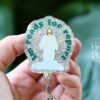 Ready for Report Badge Reel, RN id Holder, Jesus Retractable Acrylic Badge Reel, Nurse Gift, Funny Badge Reel, Glitter id holder