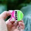 il_fullxfull.6876620310_2zi1 Custom Softball Badge Reel – Personalized Glitter Badge Holder with Player's Name – Unique Gift for Softball Players, Coaches, and Fans!
