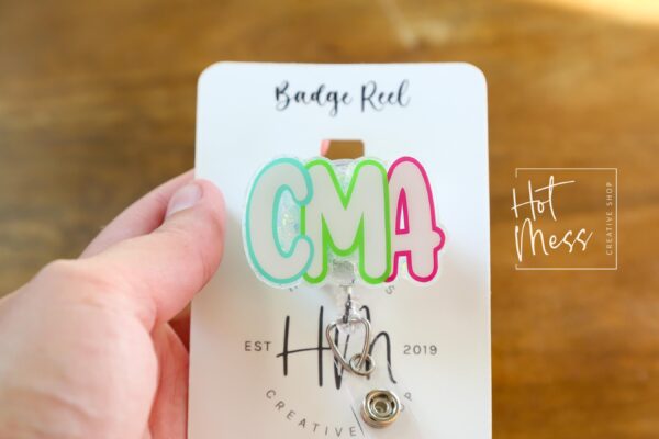 Certified Medical Assistant Glitter Badge Reel – Sparkly ID Holder for CMA, Retractable Badge Clip, Cute Healthcare Accessory