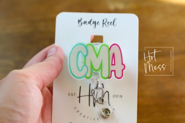 Certified Medical Assistant Glitter Badge Reel – Sparkly ID Holder for CMA, Retractable Badge Clip, Cute Healthcare Accessory