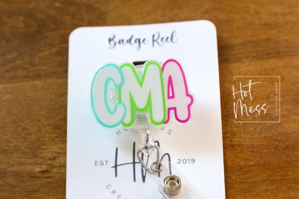 Certified Medical Assistant Glitter Badge Reel – Sparkly ID Holder for CMA, Retractable Badge Clip, Cute Healthcare Accessory