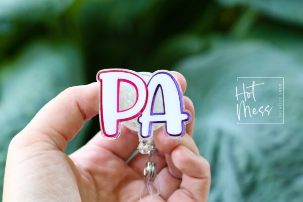 Physician Assistant Glitter Badge Reel – Sparkly PA Retractable ID Holder, Cute Badge Clip for Medical Professionals