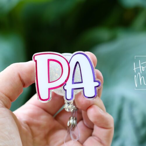 Physician Assistant Glitter Badge Reel – Sparkly PA Retractable ID Holder, Cute Badge Clip for Medical Professionals