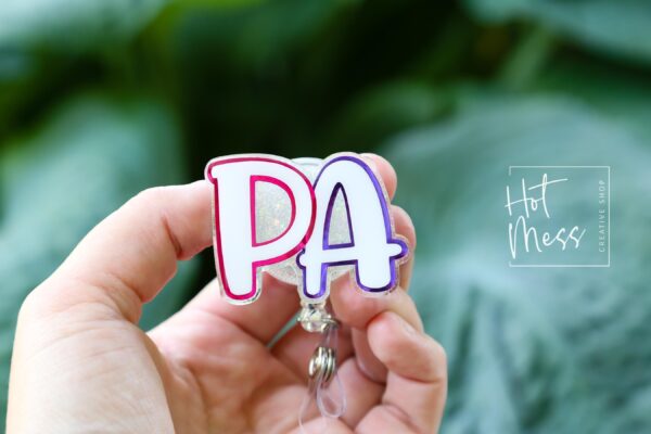 Physician Assistant Glitter Badge Reel – Sparkly PA Retractable ID Holder, Cute Badge Clip for Medical Professionals