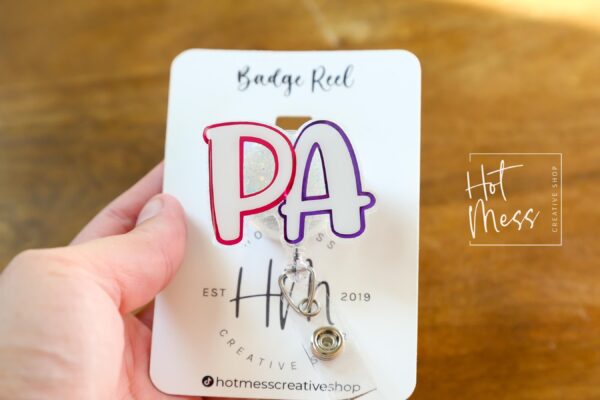 Physician Assistant Glitter Badge Reel – Sparkly PA Retractable ID Holder, Cute Badge Clip for Medical Professionals