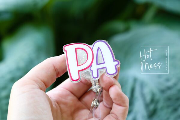 Physician Assistant Glitter Badge Reel – Sparkly PA Retractable ID Holder, Cute Badge Clip for Medical Professionals