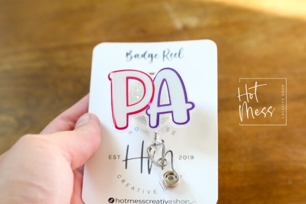 Physician Assistant Glitter Badge Reel – Sparkly PA Retractable ID Holder, Cute Badge Clip for Medical Professionals