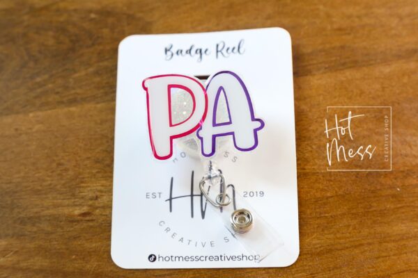 Physician Assistant Glitter Badge Reel – Sparkly PA Retractable ID Holder, Cute Badge Clip for Medical Professionals