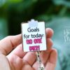 Goals for the Day: No One Dies Badge Reel – Funny Glitter Retractable ID Holder for Nurses, EMTs, Doctors, and Medical Staff