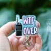 WTF, Over Badge Reel – Funny EMS Glitter ID Holder with Walkie Talkie Design, Snarky Retractable Clip for EMTs & First Responders