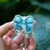 il_fullxfull.6876777860_kr02 Blue Glitter Coquette Bow Badge Reel or Pin – Ultrasound Tech Toile Design, Sonographer ID Clip or Pin, Cute Medical Work Accessory