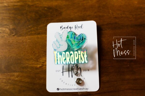 Therapist badge reel, ID Holder, Retractable Acrylic Badge Reel, Mental Health, Therapist ID Holder, School Counselor