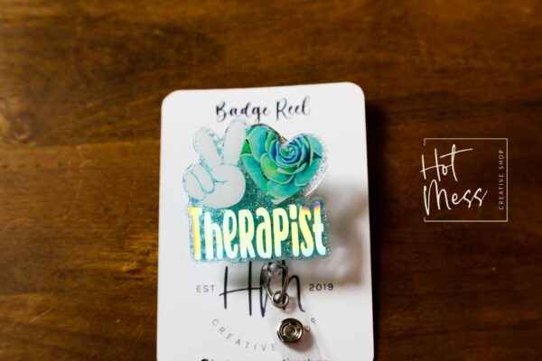 Therapist badge reel, ID Holder, Retractable Acrylic Badge Reel, Mental Health, Therapist ID Holder, School Counselor