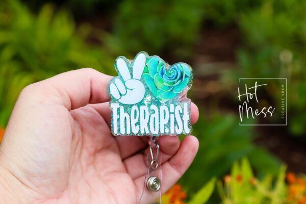 Therapist badge reel, ID Holder, Retractable Acrylic Badge Reel, Mental Health, Therapist ID Holder, School Counselor