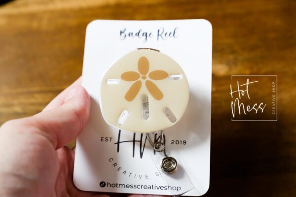 Sand Dollar badge reel, Mermaid badge reel, Retractable Acrylic Badge Reel, Nurse Gift, Teacher badge reel