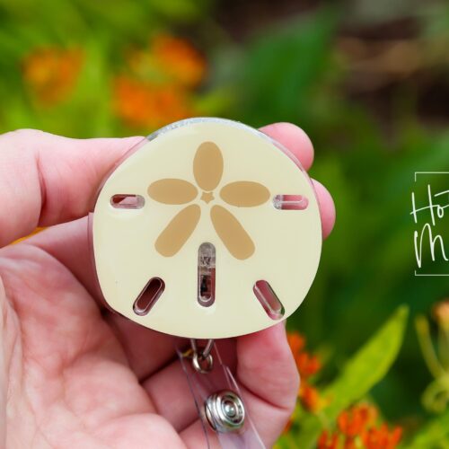 Sand Dollar badge reel, Mermaid badge reel, Retractable Acrylic Badge Reel, Nurse Gift, Teacher badge reel