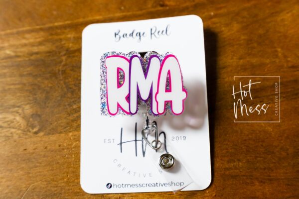 Registered Medical Assistant Glitter Badge Reel – Sparkly ID Holder for RMA, Retractable Badge Clip, Cute Healthcare Accessory