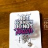 il_fullxfull.6918762509_cyv8 Not Friendly do not touch Badge Reel, RN id Holder, Hot Mess Retractable Acrylic Badge Reel, Nurse Gift, Funny Badge Reel, Glitter id holder