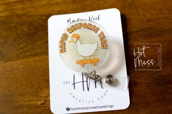 Rapid Response Team, Silly Goose badge reel, Interchangeable Badge Reel, Cute badge Reel, Teacher ID Holder, animal badge reel, Badge Holder