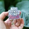 il_fullxfull.6924525121_a8co Not Friendly do not touch Badge Reel, RN id Holder, Hot Mess Retractable Acrylic Badge Reel, Nurse Gift, Funny Badge Reel, Glitter id holder