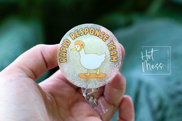 Rapid Response Team, Silly Goose badge reel, Interchangeable Badge Reel, Cute badge Reel, Teacher ID Holder, animal badge reel, Badge Holder