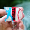 Custom Baseball Badge Reel – Personalized Glitter Badge Holder with Player's Name – Perfect Gift for Baseball Players, Coaches, and Fans!