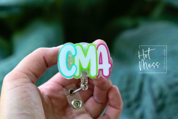 Certified Medical Assistant Glitter Badge Reel – Sparkly ID Holder for CMA, Retractable Badge Clip, Cute Healthcare Accessory