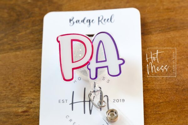 Physician Assistant Glitter Badge Reel – Sparkly PA Retractable ID Holder, Cute Badge Clip for Medical Professionals